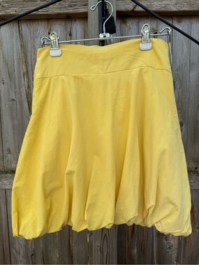 Handmade Vintage Yellow Women's Y2K Bubble Hem Skirt from Ghana